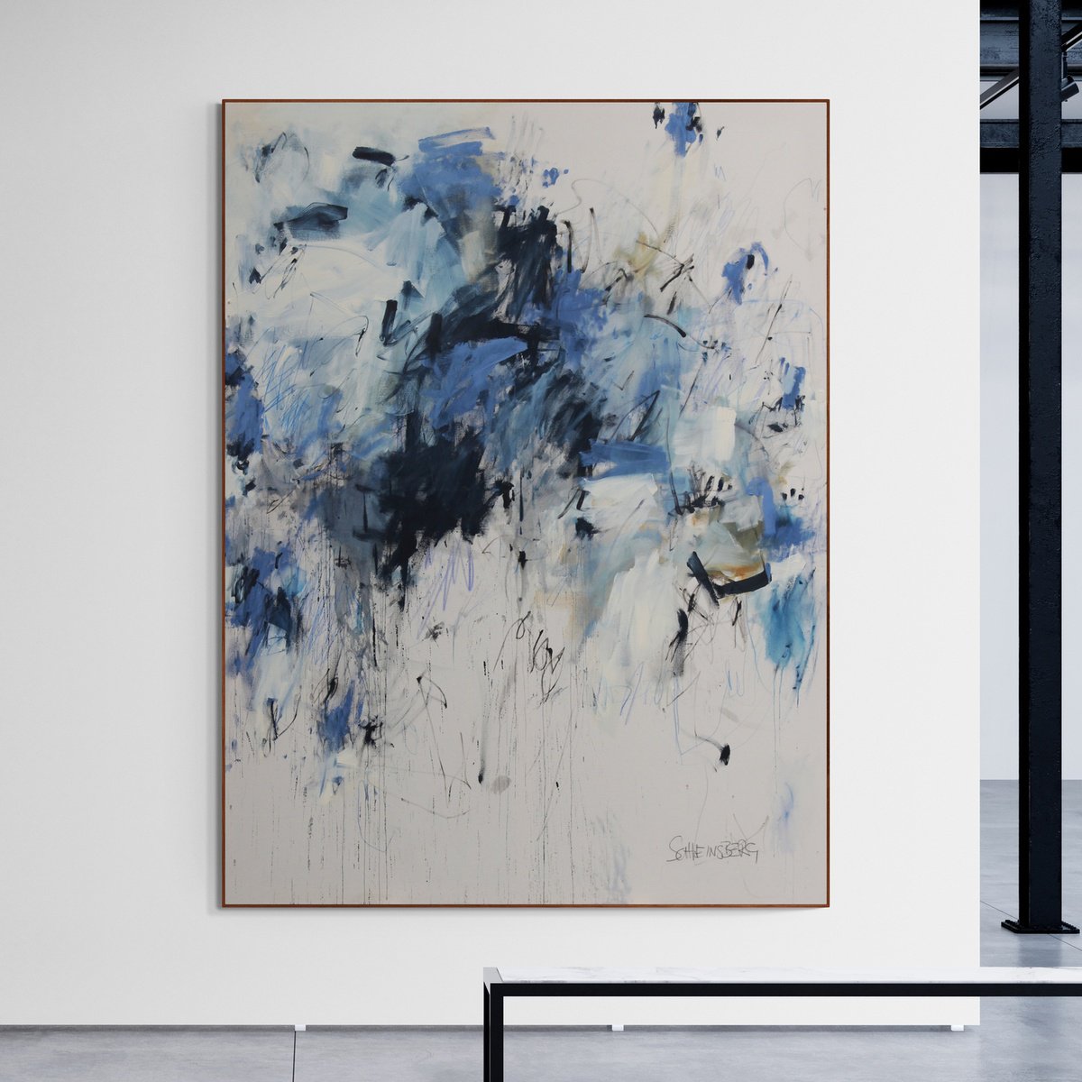 Expressive Abstract Painting By Daniela Schweinsberg, 59 X 79, Reveling In Blue I, Original Artwork