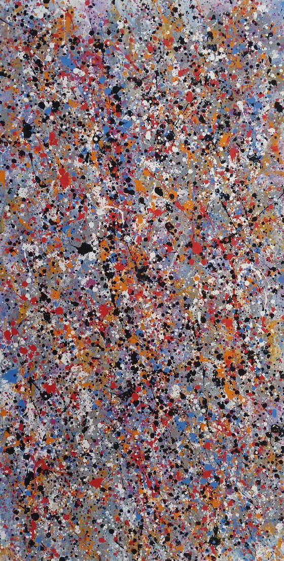Abstract Jackson Pollock style acrylic on canvas by M.Y.