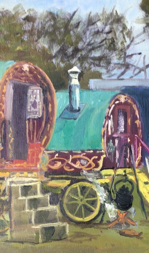 Gypsy camp, an original oil painting. by Julian Lovegrove Art