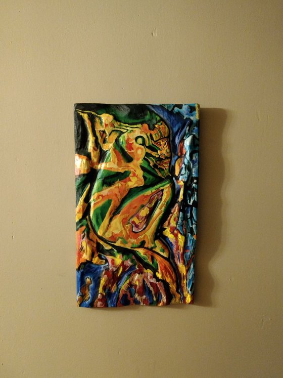 The Muse. Original abstract painting with deep relief.