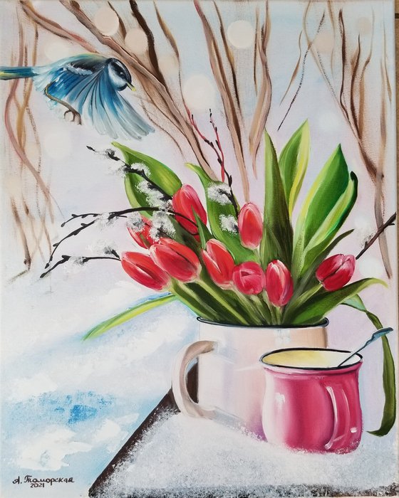 Spring Thaw with Tulips
