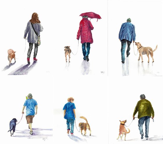 Daily walk series set of 6 original paintings