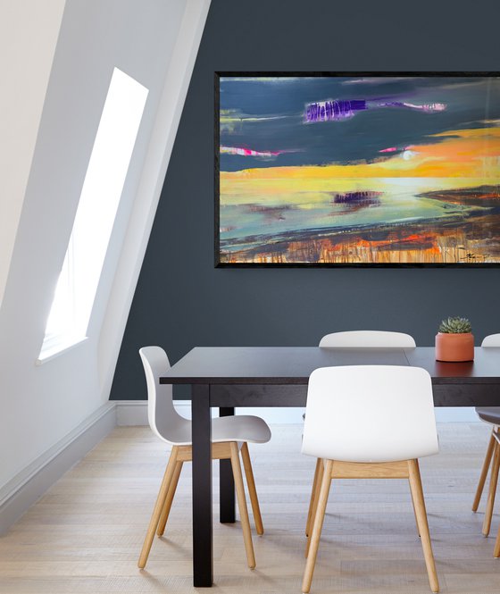 XL Big seascape - "Bright sky" - Expressionism - Minimalism - Sea - Ocean - Sunset