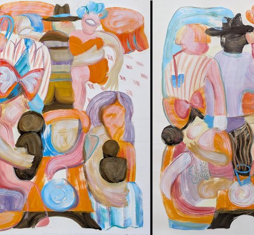 The Waiting Room (two paintings) by Egle Colucci