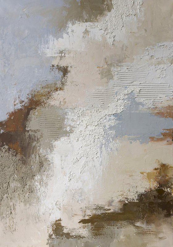 "Fjord" Abstract brown blue textured art