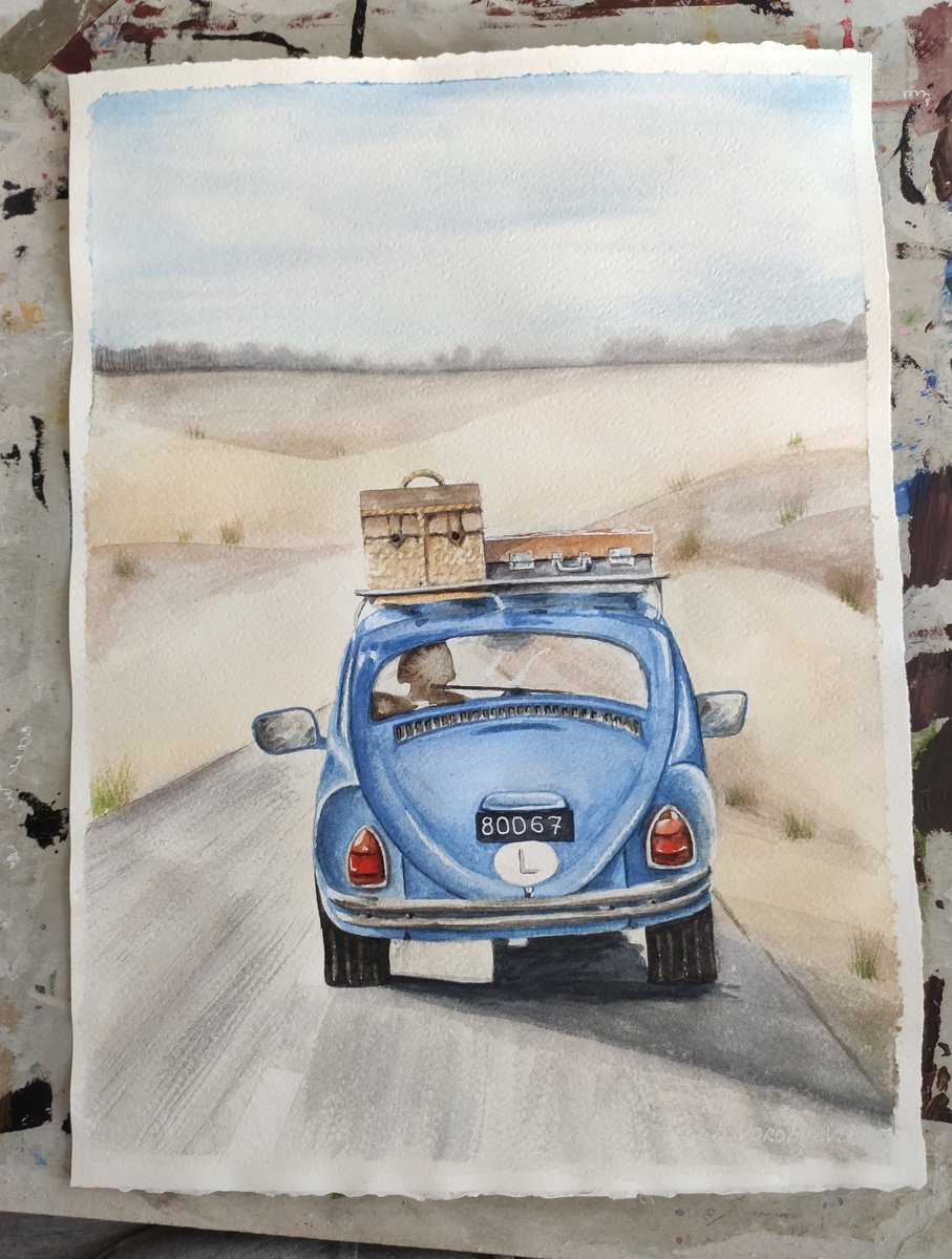 watercolor car painting