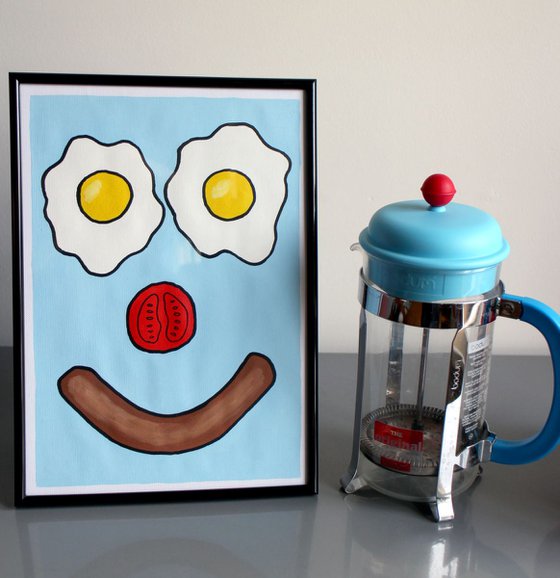 Breakfast Smile Pop Art Painting On Paper