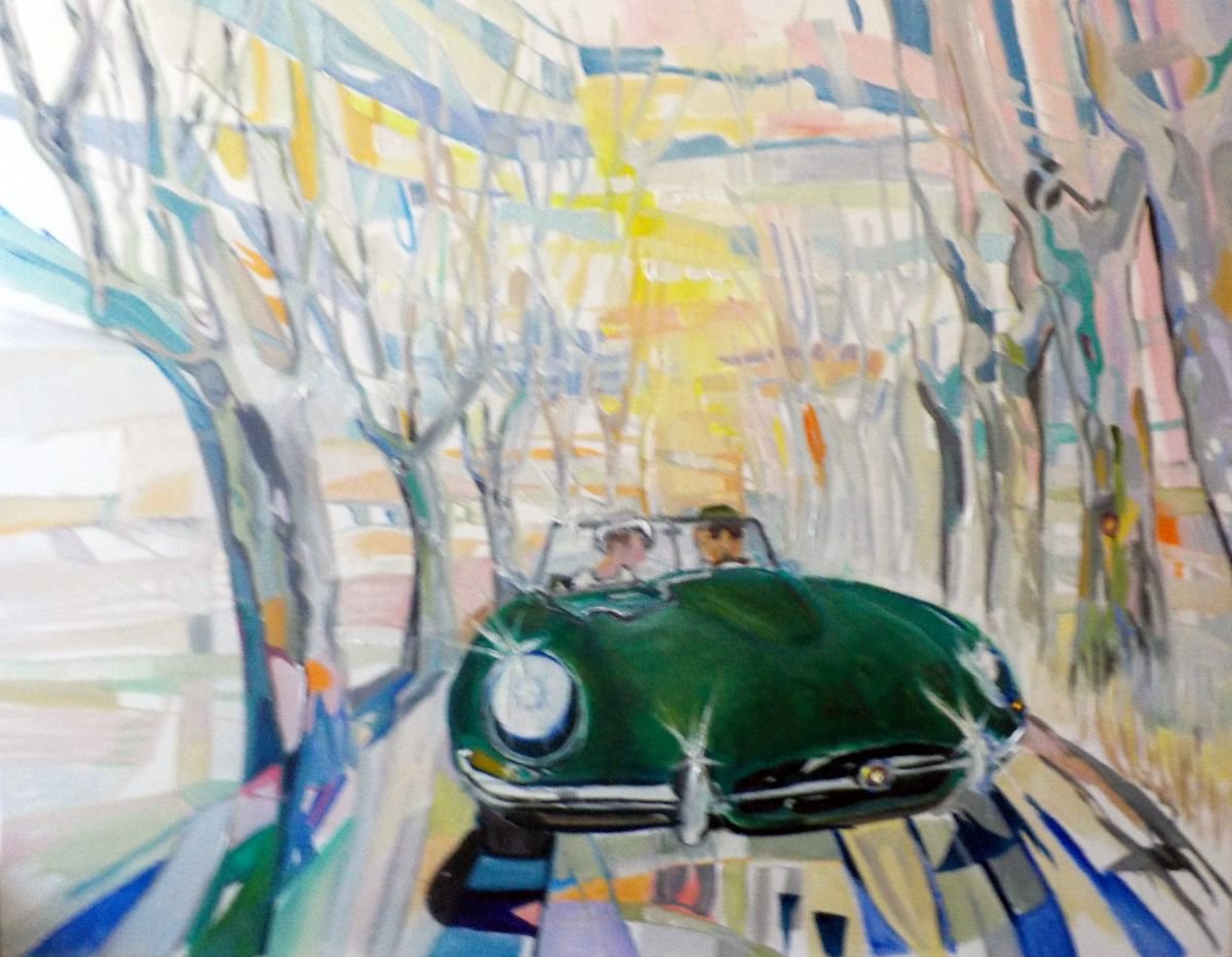 Transport Oil Painting By Chris Walker, 26 X 20, Morning Ride, Original Artwork