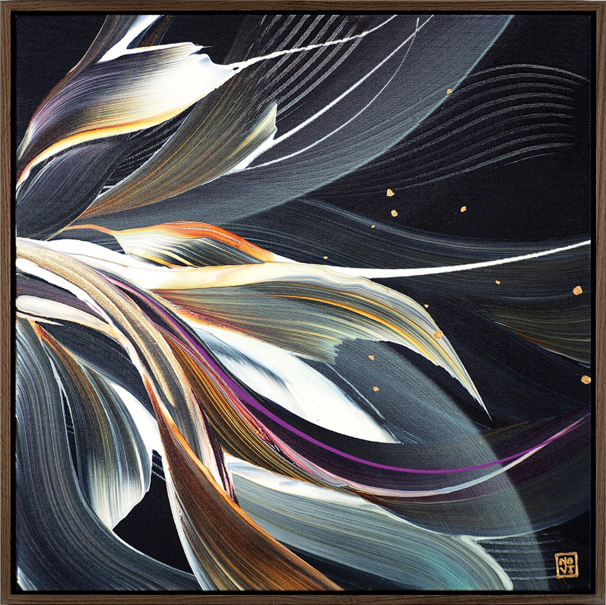 Abstract Acrylic Painting By Novi Lim, 22 X 22", Where Flowers Sleep, Original Artwork