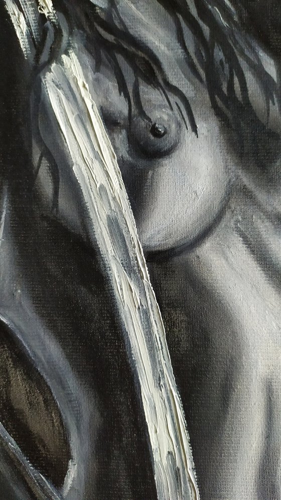 Hi, my dear! original nude erotic girl oil painting, gift art.