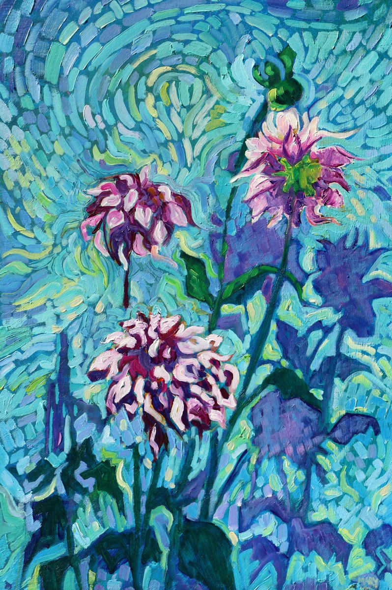 Late Summer Dahlias by Mary Kemp