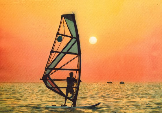 Windsurfing into the Sunset