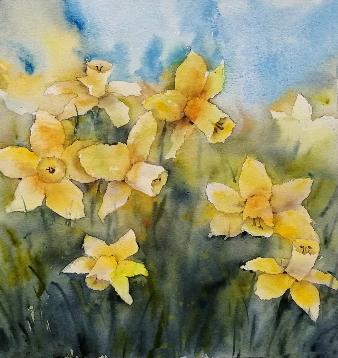 Daffodils painting by Marina Zhukova