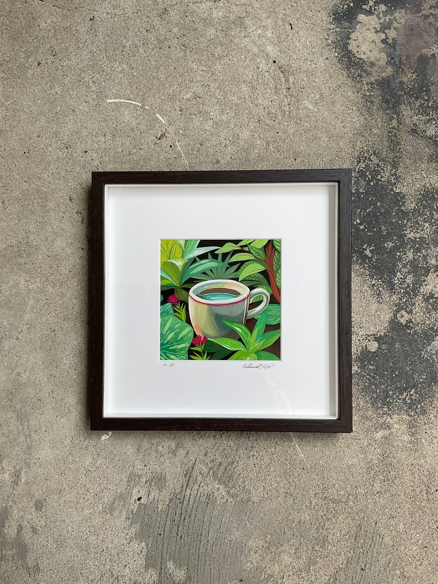 Botanical Painting By Amani Muhammad, 10 X 10, Cup Of Tea, Original Artwork