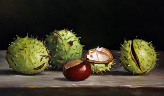 Still life with Chestnuts (Original Oil Painting)