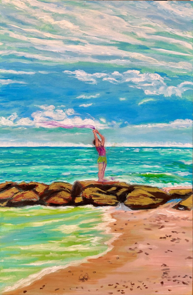 Expressive Landscape Oil Painting By Susan Stewart, 24 X 36", Namaste, Original Artwork