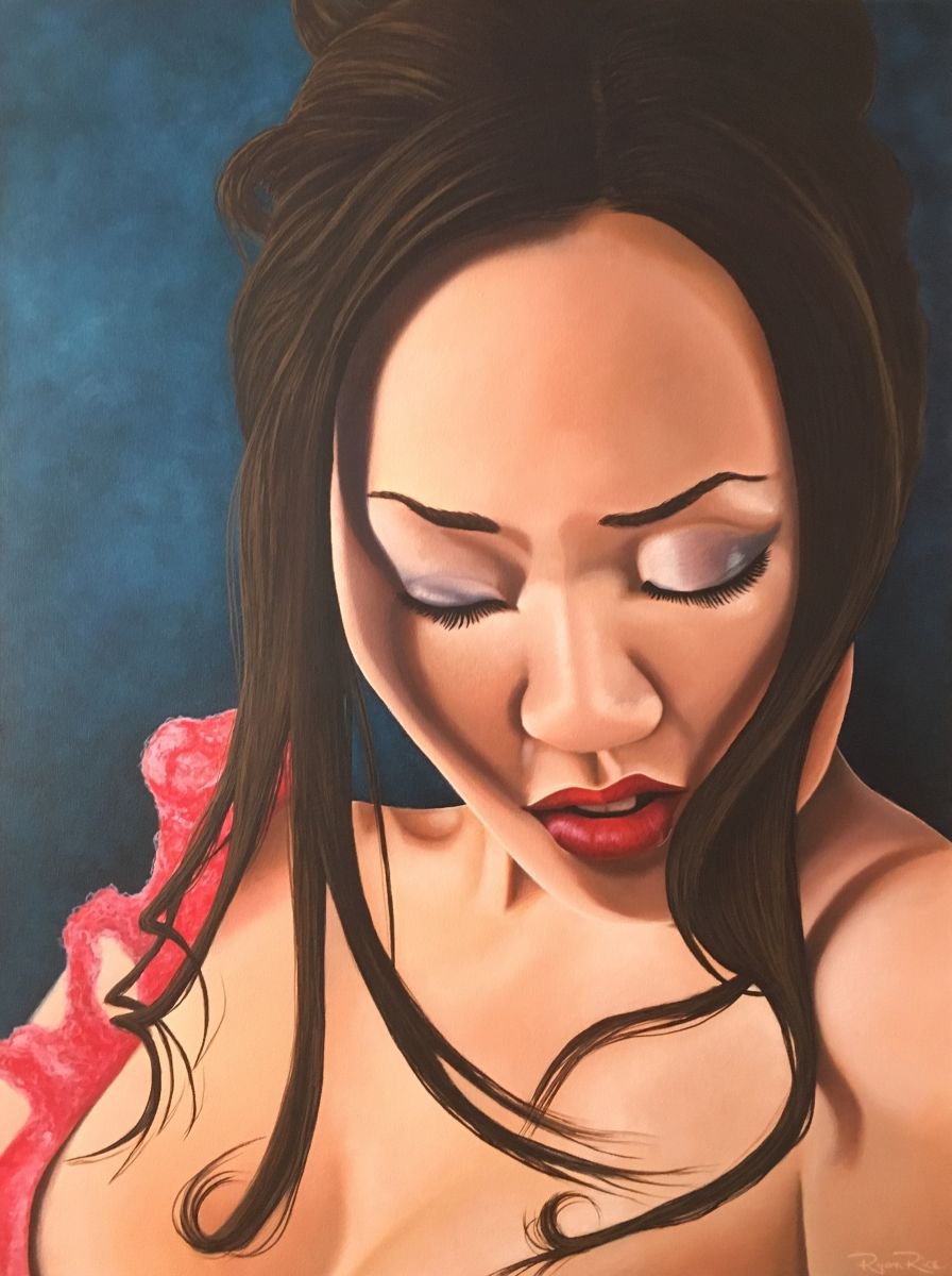 Urban And Pop Portrait Oil Painting By Ryan Rice, 27 X 36", Allure, Original Artwork