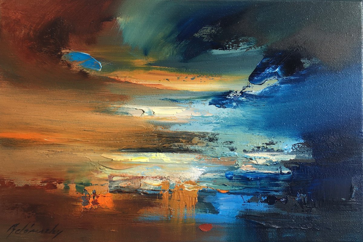 Impressionistic Abstract Oil Painting By Beata Belanszky Demko, 12 X 8, Seasons, Original Artwork