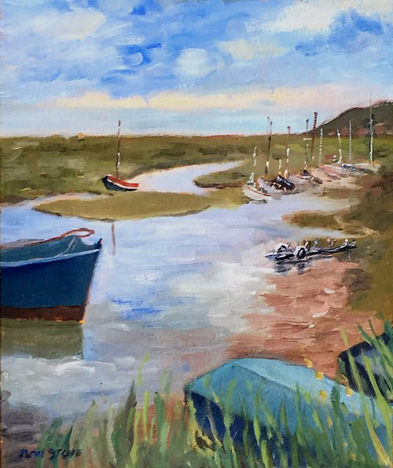 Low tide at Morston Quay, An original oil painting!
