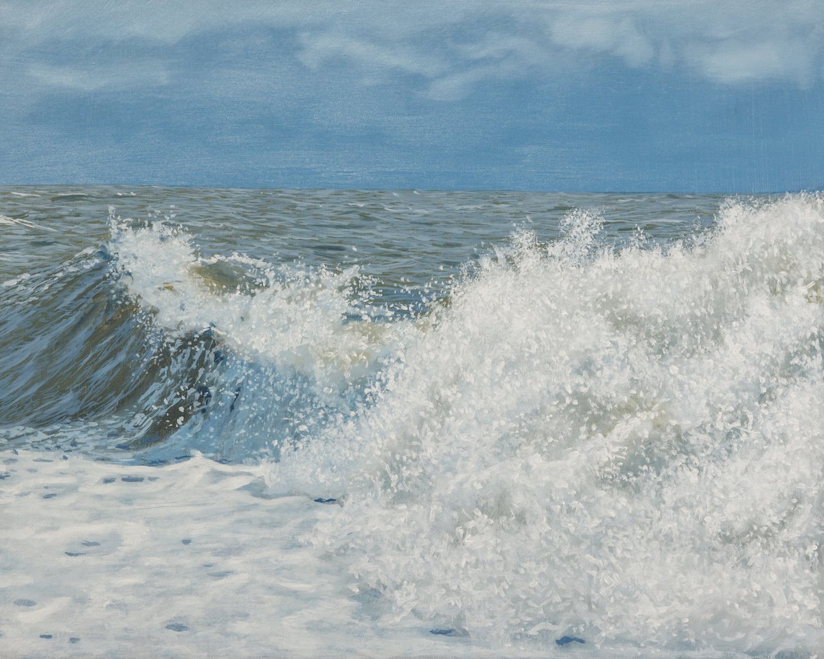 Photorealistic Landscape Oil Painting By Christopher Witchall, 10 X 8, Wave Study, Original Artwork