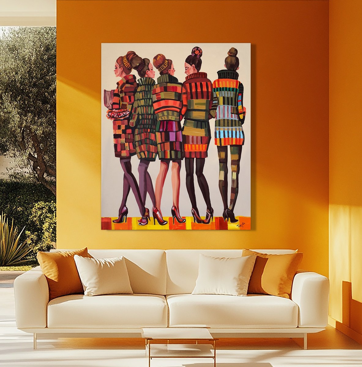 Abstract Portrait Acrylic Painting By Trayko Popov, 31 X 39", When Colors Tell A Story, Original Artwork