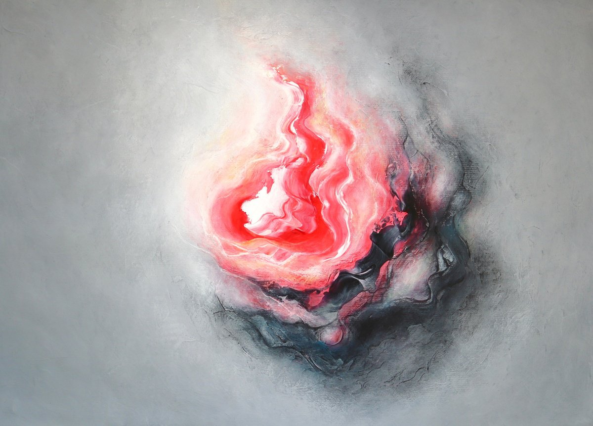 Organic Abstract Acrylic Painting By Tam Chianta, 28 X 20", Flourish, Original Artwork