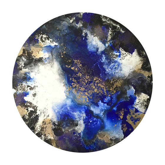 Blue Orbit, 70 x 70cm, circle canvas art for the Home, Office, Shop, Restaurant or Hotel