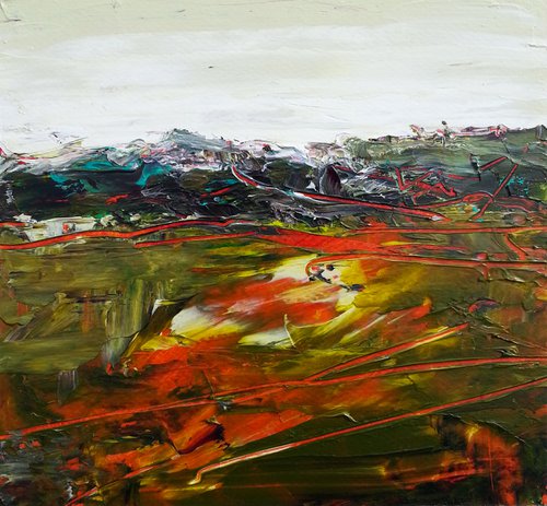 Abstract landscape #5 - small size painting - 20X18,5 cm by Fabienne Monestier