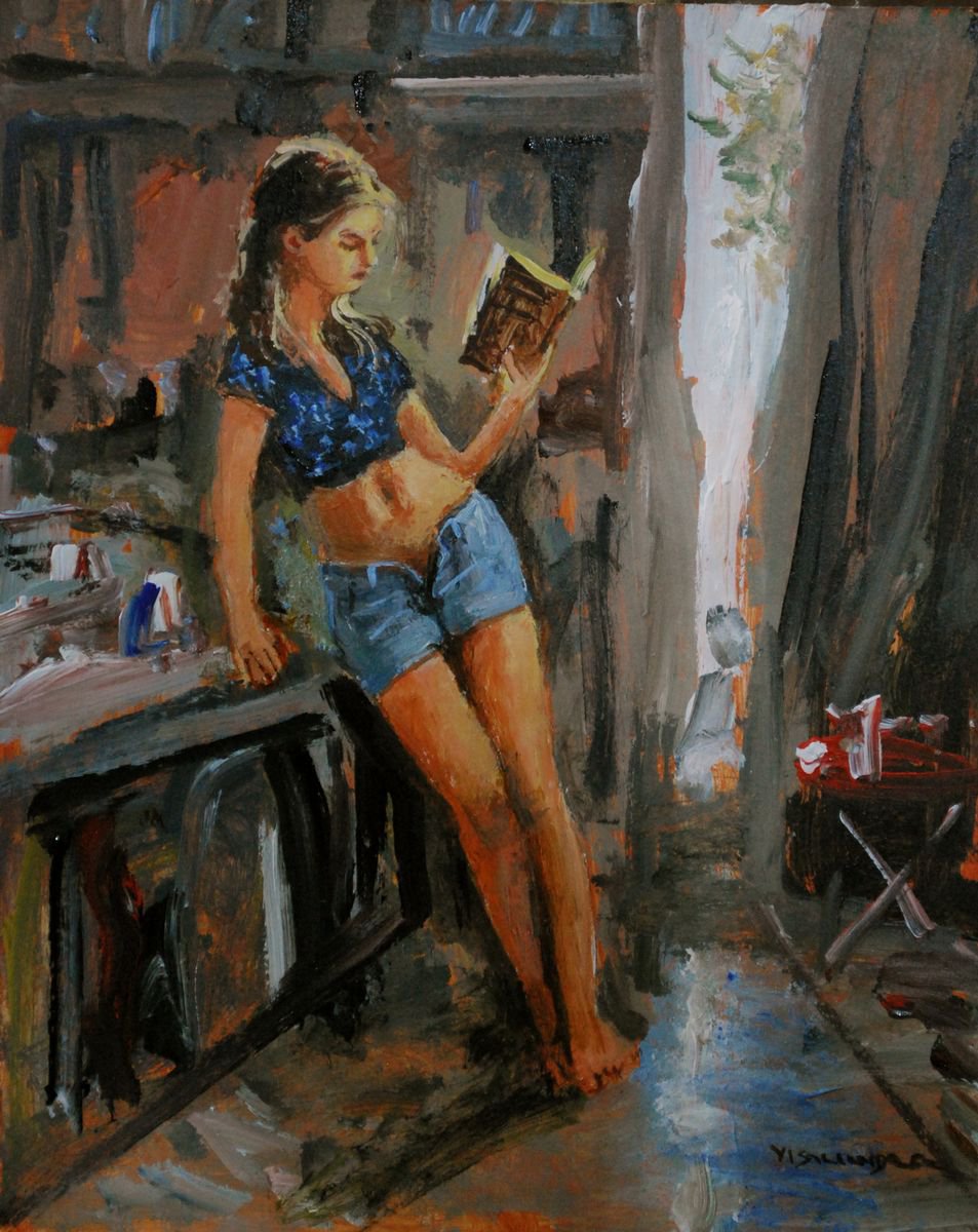 Girl reading by Vishalandra Dakur