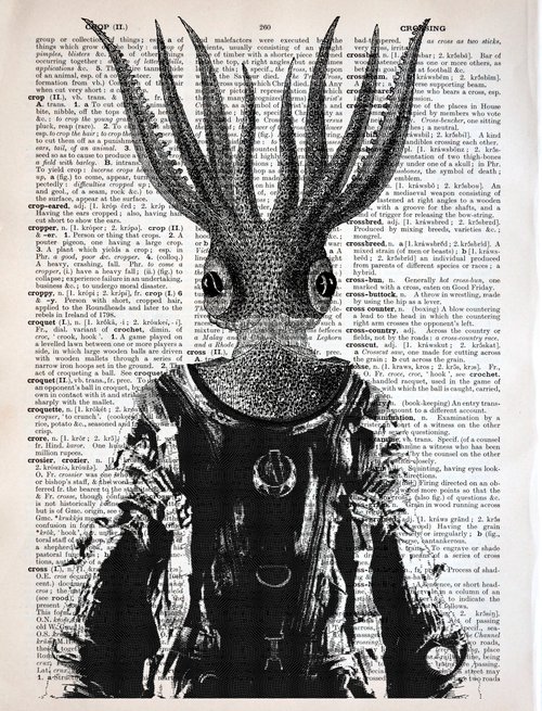 Ancient Astronaut - Collage Art Print on Large Real English Dictionary Vintage Book Page by Jakub DK - JAKUB D KRZEWNIAK