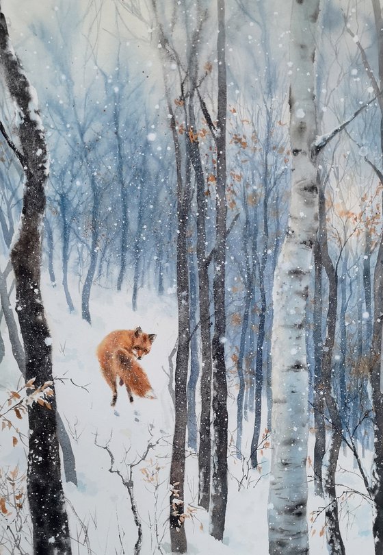 Fox in the Winter Forest