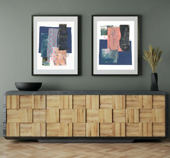 Abstract collage set with nude
