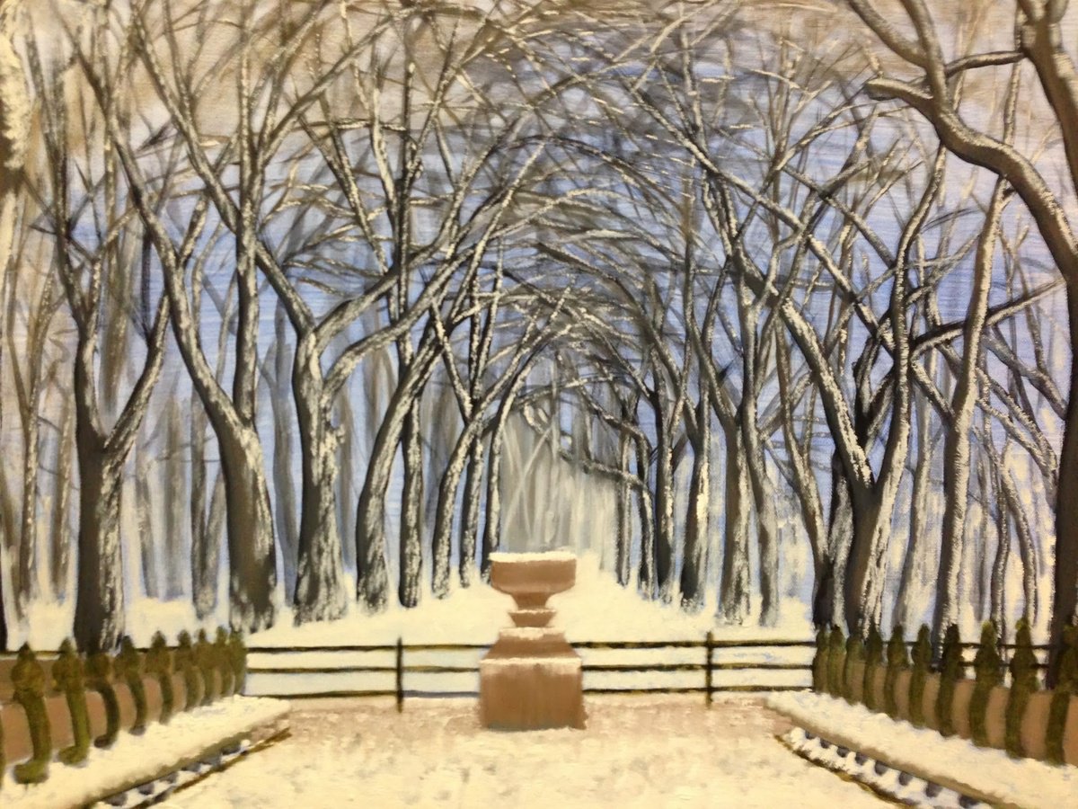 Photorealistic Cityscapes Oil Painting By Leslie Dannenberg, 24 X 18", Central Park Winter, Original Artwork