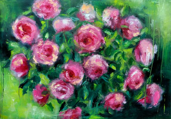 Roses painting on canvas Abstract floral