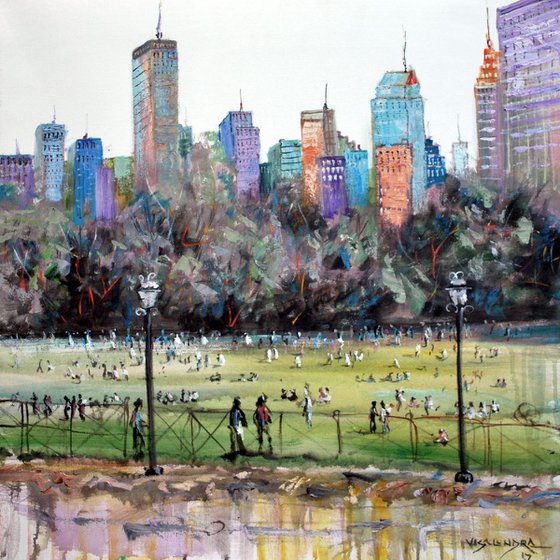 Abstract New York Central park, 28x28 in