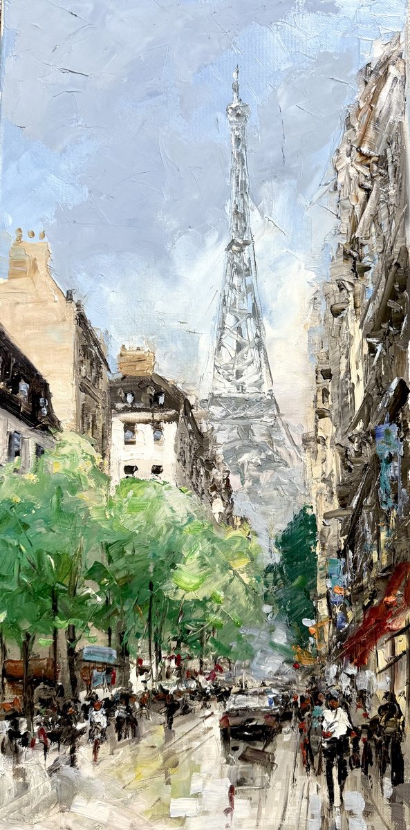 Impressionistic Landscape Oil Painting By Irina Alexandrina, 10 X 20, Paris. #2, Original Artwork