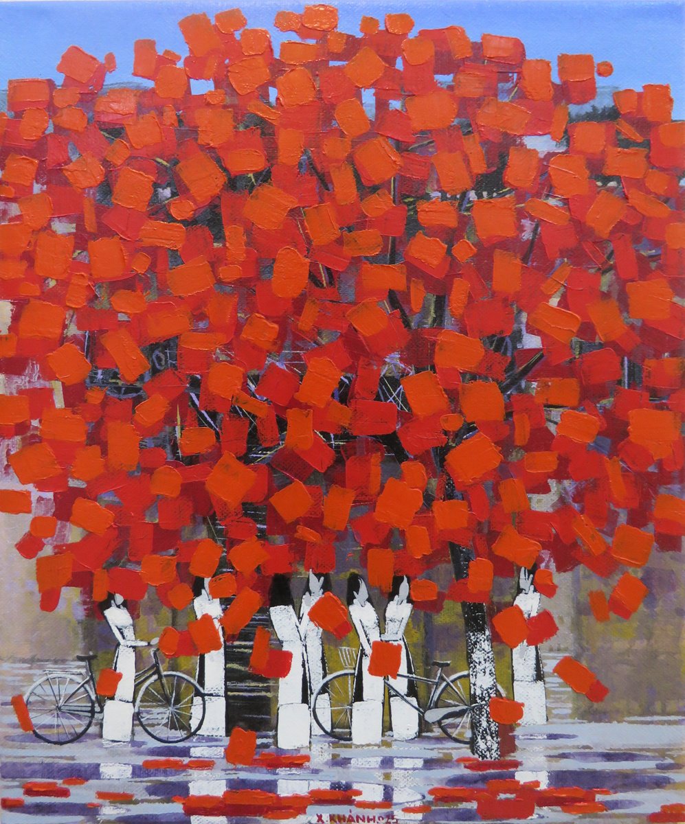 Impressionistic Landscape Acrylic Painting By Xuan Khanh Nguyen, 20 X 24", After School 24, Original Artwork