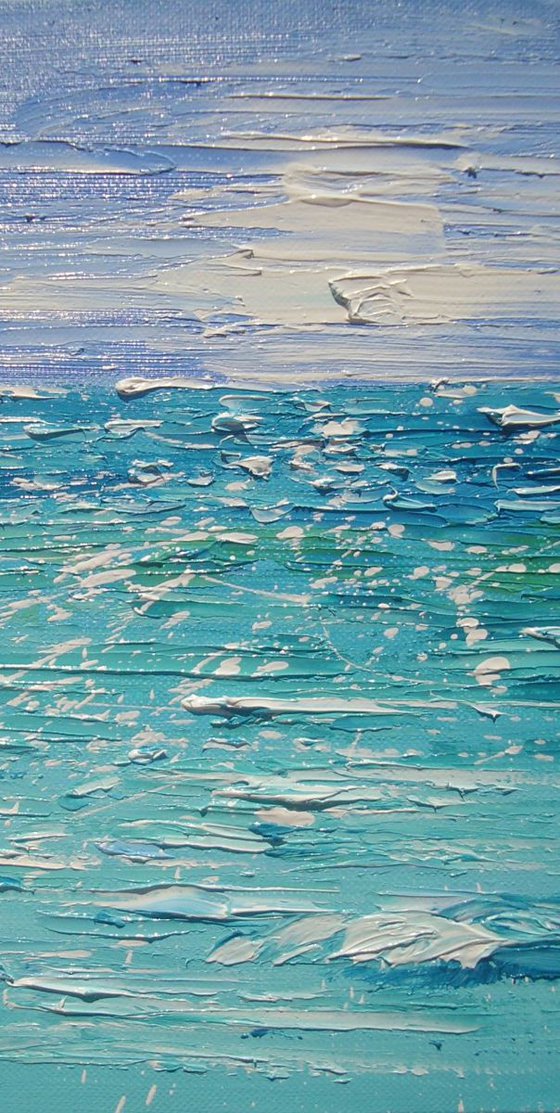 " SHADES OF BLUE ... " SEA original painting palette knife GIFT MODERN URBAN ART OFFICE ART DECOR HOME DECOR GIFT IDEA