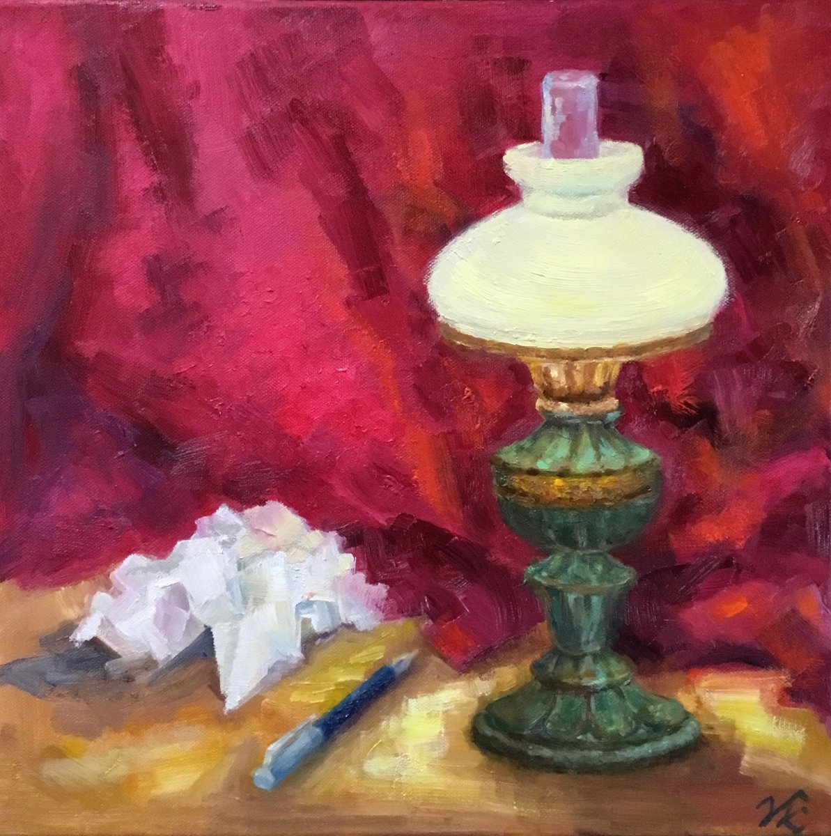 Impressionistic Still Life Oil Painting By Vera Klimova, 16 X 16", Letter, Original Artwork