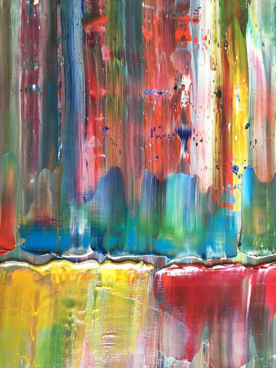 "Meeting In The Middle" - Original Abstract PMS Oil Painting on Canvas, 20" x 24" inches