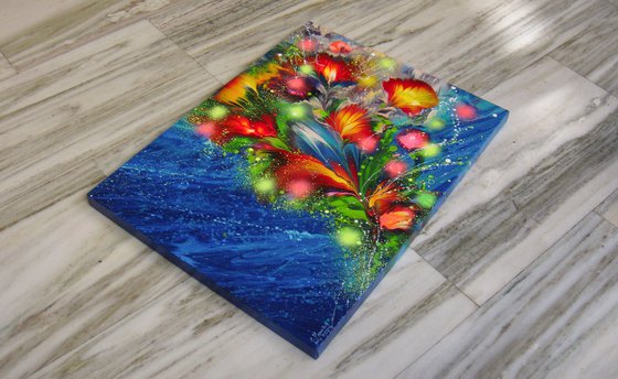 "Summer Sea Breeze" Floral Abstract Painting 60 x 80cm