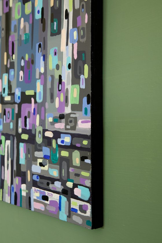 Abstract in Purple, Grey and Green