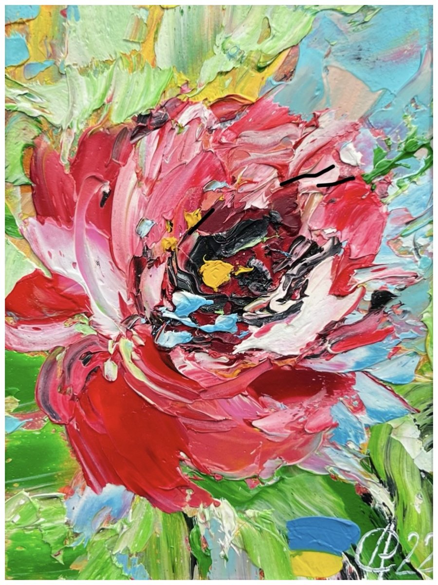 Abstract Botanical Oil Painting By Svitlana Andriichenko, 7 X 9", Feeling Of Summer, Original Artwork