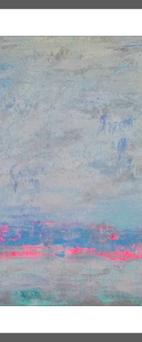 Abstract Pink Horizon Small (Seascape Series) by Jane Efroni
