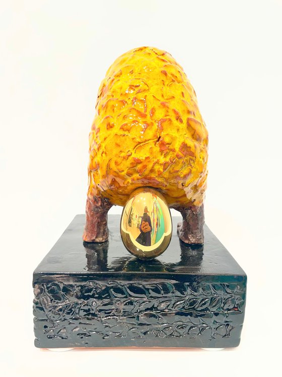 Orange Bird with Golden Egg