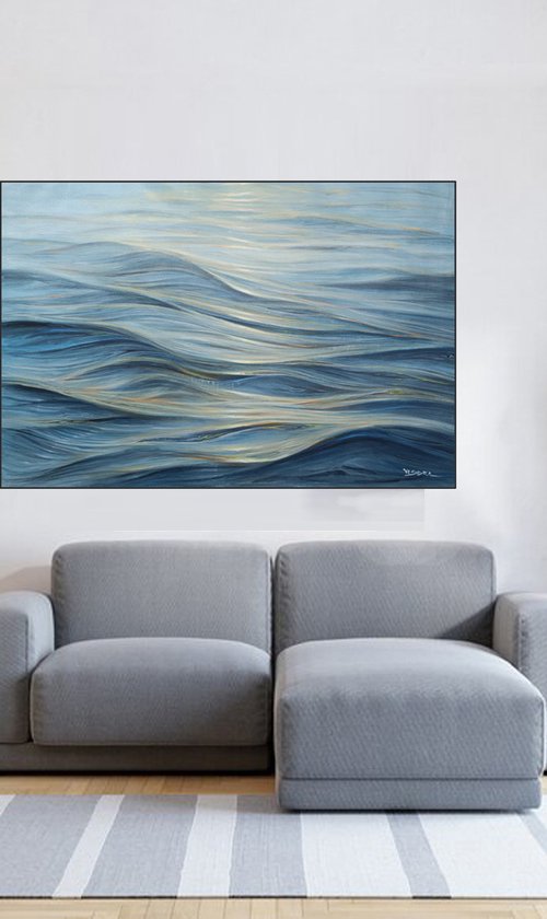 Waves 4, 38x50 in by Vishalandra Dakur