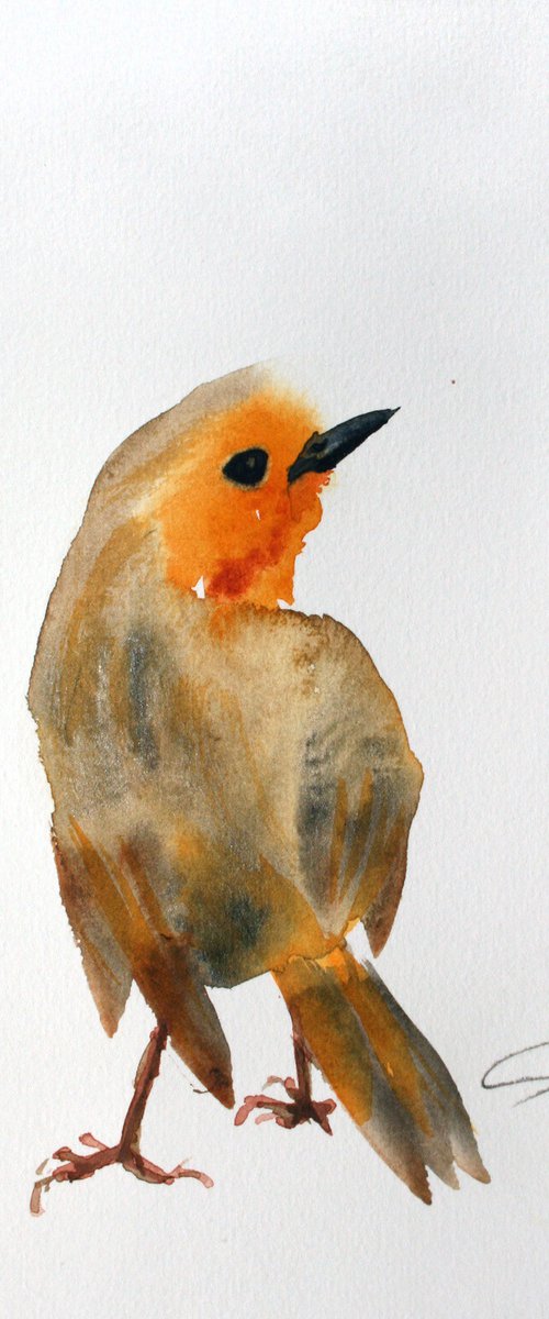 Robin I - Bird portrait /  ORIGINAL PAINTING by Salana Art Gallery
