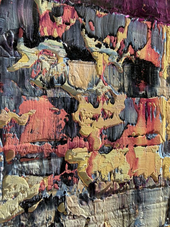 Purple forest in the fog