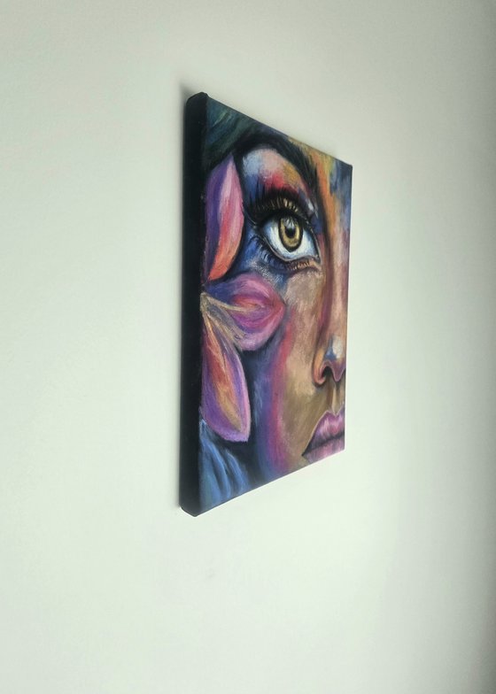 Petals of Her Gaze - Colorful Woman Portrait