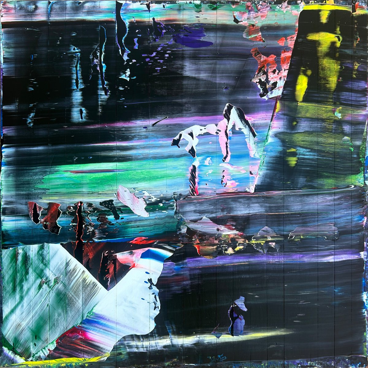 Expressive Abstract Acrylic Painting By Preston M. Smith (Pms), 30 X 30", "Read Between The Lines", Original Artwork